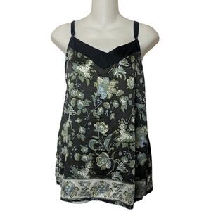 NWT Free People Solstice Black Combo Floral Print Camisole Tank Top Sz Small